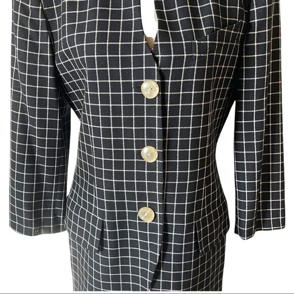 Alvin Bell New York Vintage B&W Plaid Blazer Size 10 - Picture 5 of 14